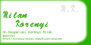 milan korenyi business card